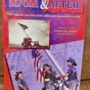 NEW Before & After 2 in 1 Box 9/11 Fire & Iwo Jima Soldier Flag Puzzle History